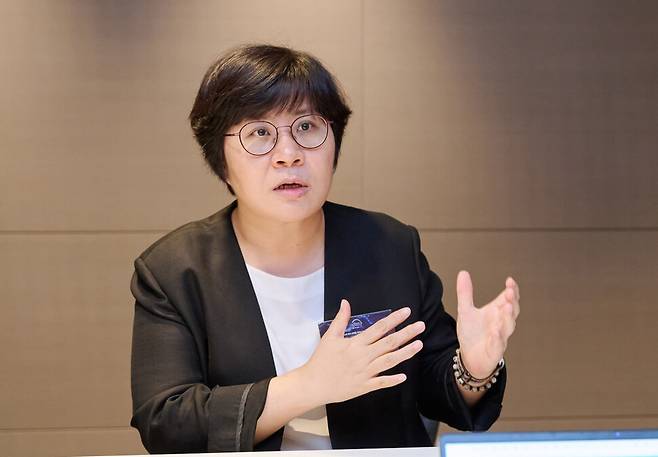 지난 16일 오후 `제24회 한국 로레알-유네스코 여성과학자상\' 시상식을 앞두고 건강한겨레와 인터뷰 중인 임미희 한국과학기술원(KAIST·카이스트) 자연과학부 화학과 교수. 로레알코리아 제공