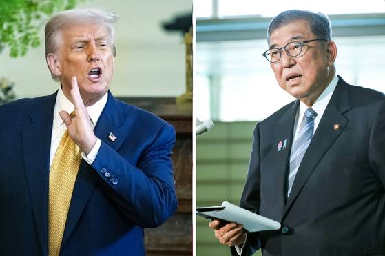 도널트 트럼프 미국 대통령과 이시바 시게루 일본 총리. EPA=연합뉴스