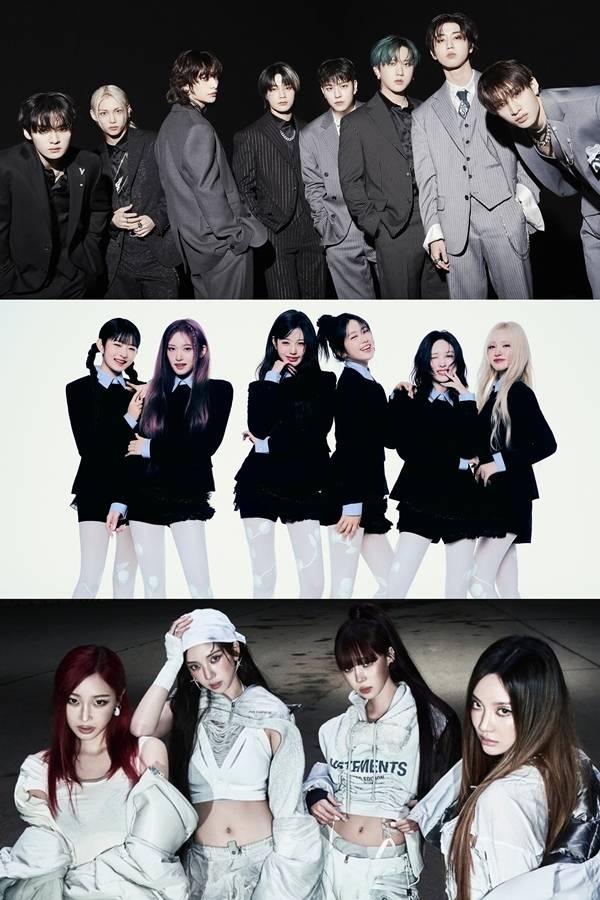 25일 ‘더팩트 뮤직 어워즈(THE FACT MUSIC AWARDS, TMA)’ 조직위원회는 “(팀명 가나다 순)스트레이 키즈(Stray Kids), 아이브(IVE), 에스파(aespa)가 ‘2025 더팩트 뮤직 어워즈’에 출연한다”고 밝혔다. / 사진 = JYP엔터테인먼트(스트레이 키즈), 스타쉽엔터테인먼트(아이브), SM엔터테인먼트(에스파)