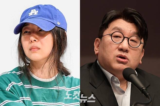 왼쪽부터 민희진 전 어도어 대표, 방시혁 하이브 의장. 박종민 기자