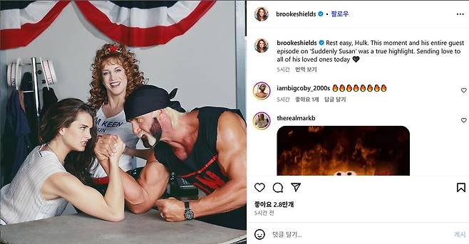 할리우드 스타 브룩 실즈가 인스타그램에 올린 추모 메시지 [인스타그램 캡처. 재판매 및 DB 금지]