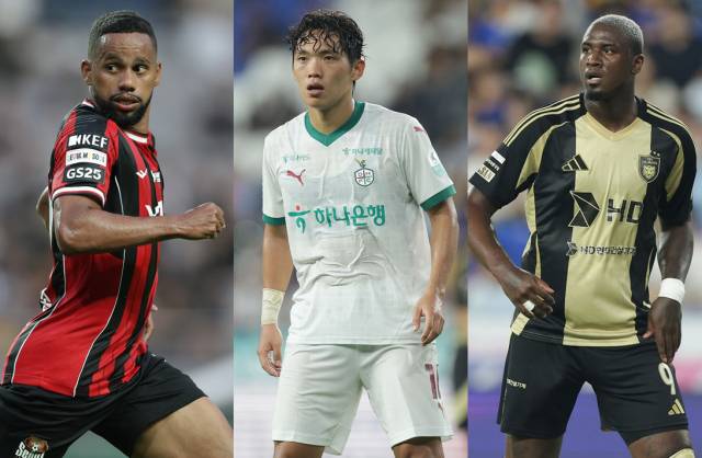 올 여름 이적시장을 통해 소속팀을 바꾼 안데르손(서울), 이명재(대전), 말컹(울산). 한국프로축구연맹 제공