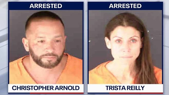 [뉴시스] 크리스토퍼 아놀드와 트리스타 라일리의 머그샷. (사진=새러소타 카운티 교도소) 2025.07.24 /사진=뉴시스