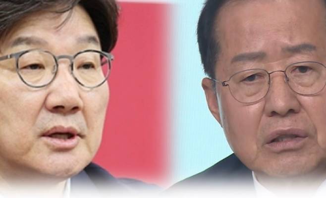 홍준표 전 대구시장(오른쪽), 권성동 국민의힘 의원.