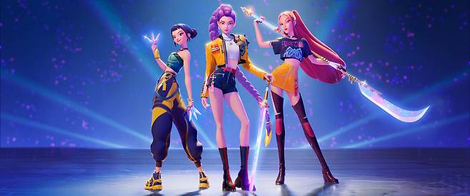 A still image from Netflix's animated film "KPop Demon Hunters," featuring Huntrix (Netflix)
