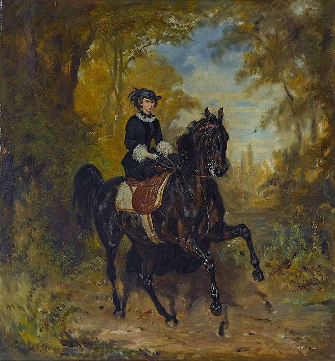 프란츠 아담, 말을 탄 엘리자베트(시씨), 1857, 캔버스에 유채, 100x91cm, 니더바이덴 성