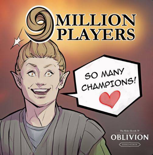 베데스다 스튜디오는&nbsp;공식 X를 통해 '오블리비언 리마스터' 플레이어 누적 사용자 900만 명 돌파를 전했다. 사진=베데스다 스튜디오 X