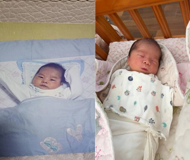 ▲ 좌 : 박지훈 아기 시절, 우 : 박지훈 딸 빵글이