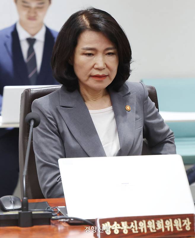 이진숙 방송통신위원장이 지난 1일 서울 용산 대통령실 청사에서 열린 국무회의에 참석했다. 김창길 기자