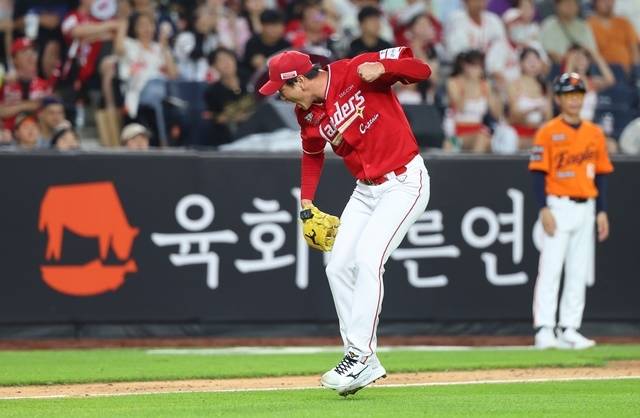 김광현이 26일 대전 한화전에서 포효하고 있다. 사진=연합뉴스
