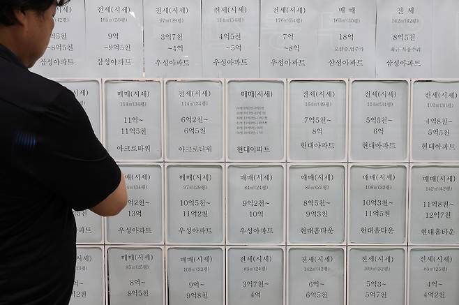 서울 마포구 한 부동산중개업소에 붙은 전세·매매 안내문 [연합]