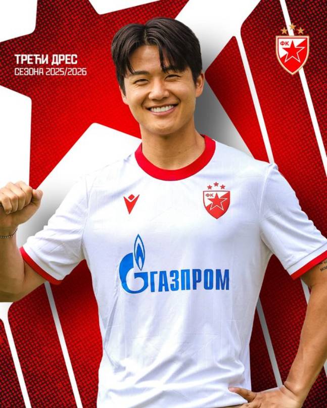 츠르베나 즈베즈다 설영우. /사진=즈베즈다 공식 SNS