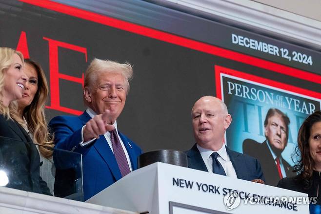 미국 뉴욕증권거래소(NYSE)를 방문한 도널드 트럼프 대통령 [AFP 연합뉴스 자료사진]