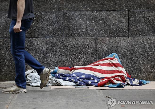 미국 뉴욕의 노숙자 [UPI 연합뉴스 자료사진]