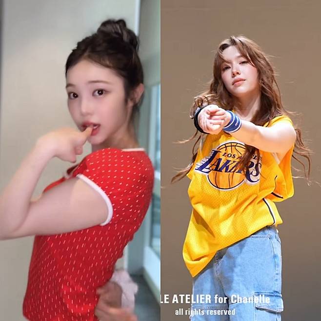 왼쪽부터 하츠투하츠 이안, 피프티피프티 문샤넬. (사진=하츠투하츠 공식 SNS, 유튜브 'nelle atelier' 채널 영상 캡처.