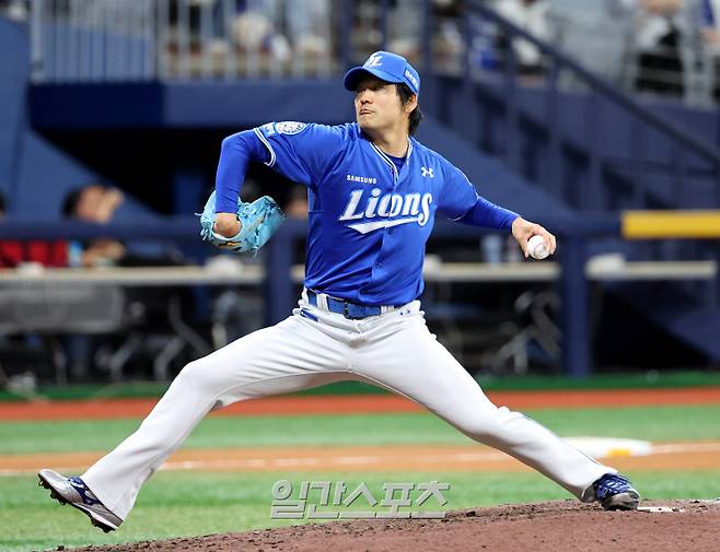 2025 KB0리그 프로야구 키움히어로즈와 삼성라이온즈의 경기가 20일 오후 서울 고척스카이돔에서 열렸다. 연장 10회말 백정현이 등판해 역투하고 있다. 고척=김민규 기자 mgkim1@edaily.co.kr /2025.05.20/