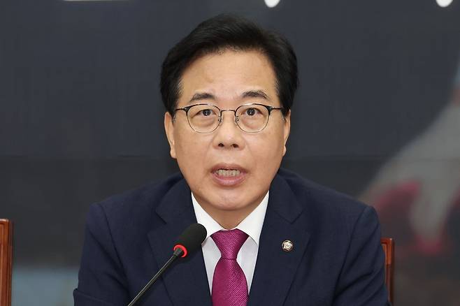 송언석 국민의힘 비상대책위원장 겸 원내대표가 28일 오전 서울 여의도 국회에서 열린 비상대책위원회의에서 발언하고 있다. / 사진=뉴스1