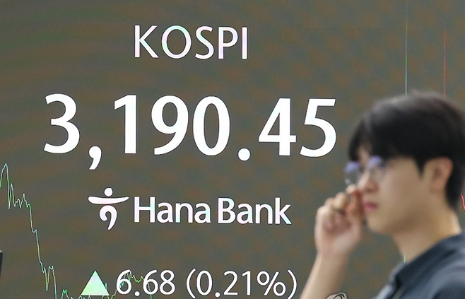 한미 간 ‘2+2 통상협의’ 연기 소식으로 코스피가 강보합 마감한 24일 서울 중구 하나은행 딜링룸 현황판에 코스피지수 종가가 표시돼있다. [사진=연합뉴스]