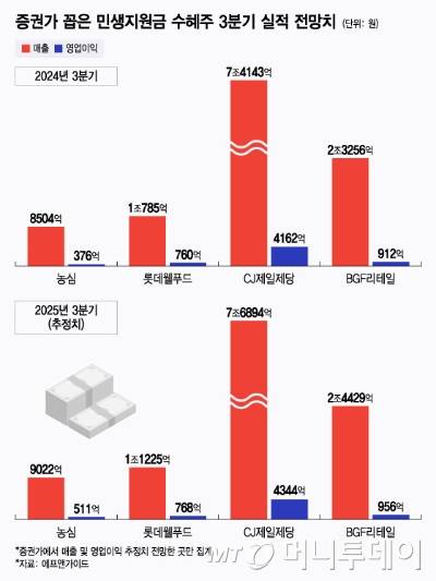 증권가 꼽은 민생지원금 수혜주 3분기 실적 전망치/그래픽=윤선정
