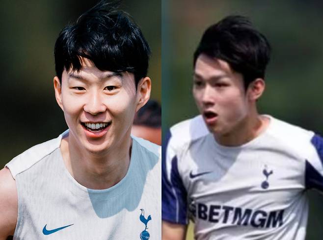 최근 토트넘에서 훈련 받은 손흥민과 양민혁. 토트넘 홋스퍼 홈페이지 캡처