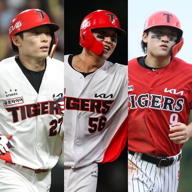 왼쪽부터 김호령, 오선우, 윤도현. /사진=KIA 타이거즈 제공
