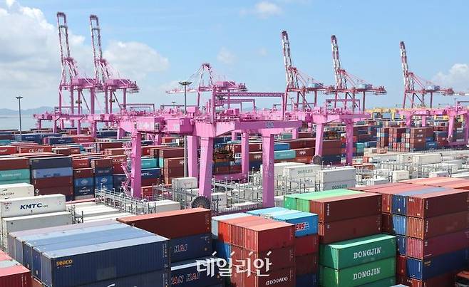 인천 연수구 인천신항 컨테이너 터미널에 컨테이너가 쌓여 있다.ⓒ뉴시스