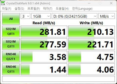 크리스탈디스크마크로 측정한 WD 레드 프로 26TB의 성능 / 출처=IT동아