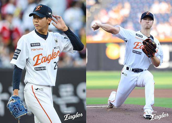 ▲ 황준서와 엄상백(왼쪽부터) ⓒ 한화 이글스