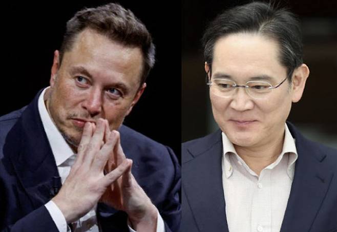 일론 머스크 테슬라 최고경영자(왼쪽), 이재용 삼성전자 회장(사진=연합뉴스)