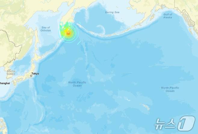 러시아 캄차카반도 인근 해역에서 30일 규모 8.8 강진이 발생했다. <출처=미 지질조사국>
