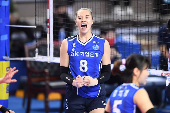 2021~2022시즌 기업은행에서 뛰던 시절의 레베카 라셈. 제공 | 한국배구연맹