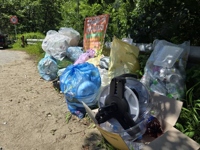 ▲ 신림면 아랫당숲은 외지에서 찾아온 캠핑족이 버리고 간  쓰레기로 몸살을 앓고 있다.