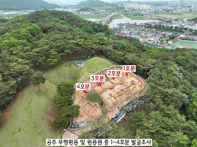국립부여문화유산연구소가 2023년부터 웅진 백제 시대 왕릉급 무덤이 집중된 공주 무령왕릉 및 왕릉원 중 1~4호분을 발굴조사했다. 그 결과 획기적인 발굴성과가 나왔다.|국립부여문화유산연구소 제공