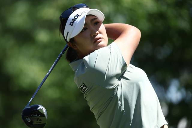 티샷을 하고 있는 유해란. 사진 제공=AFP연합뉴스