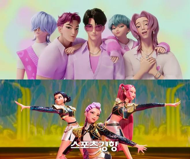 ‘케이팝 데몬 헌터스’ 사자보이즈, 헌트릭스. 넷플릭스 제공