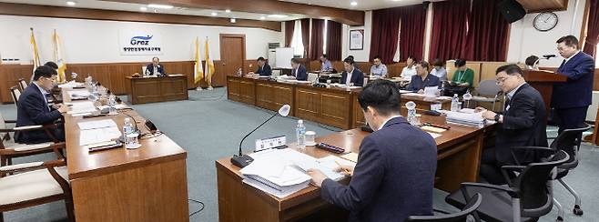 제150회 광양만권경제자유구역 조합회의 모습.