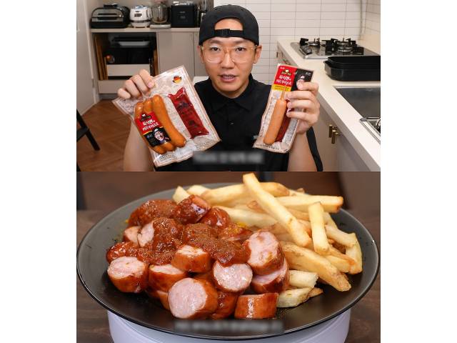 유튜브에서 자신이 개발한 소시지를 소개하는 육식맨/사진제공=사조대림