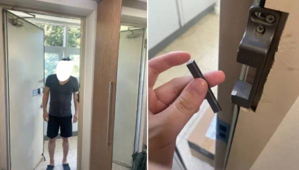 여성이 베란다에서 흡연하는 아래층 주민에게 물을 뿌려 위협 받았다. 사진은 남성이 위층 여성 집에 들어온 모습. /사진=엑스 캡처