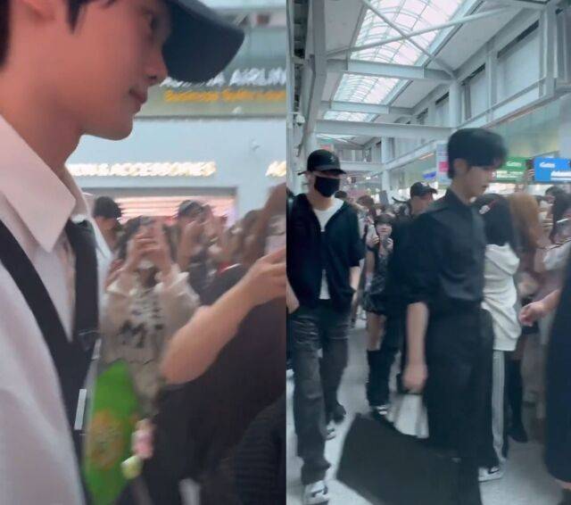 그룹 제로베이스원 매니저가 출국 과정에서 팬들을 과잉 제지하는 모습이 포착되며 이에 대한 갑론을박이 오가고 있다. / X(구 트위터) 캡처