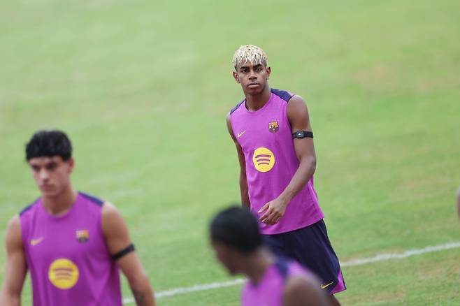 FC서울전 대비 훈련 중인 FC바르셀로나 라민 야말. /사진=올리브 크리에이티브 제공