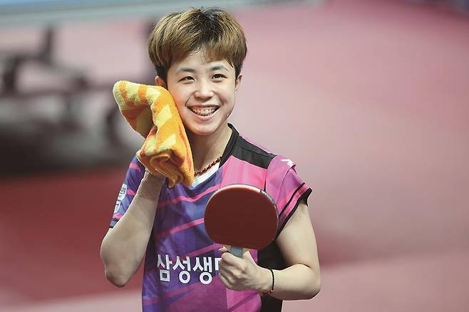 작년 대통령기 일반부 여자단식 우승자인 삼성생명의 주천희 [대한탁구협회 제공. 재판매 및 DB 금지]