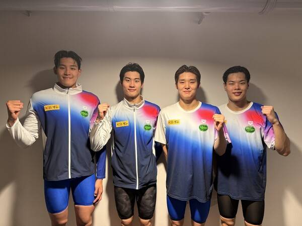 계영 800m에 출전한 남자 수영 대표팀. 올댓스포츠 제공