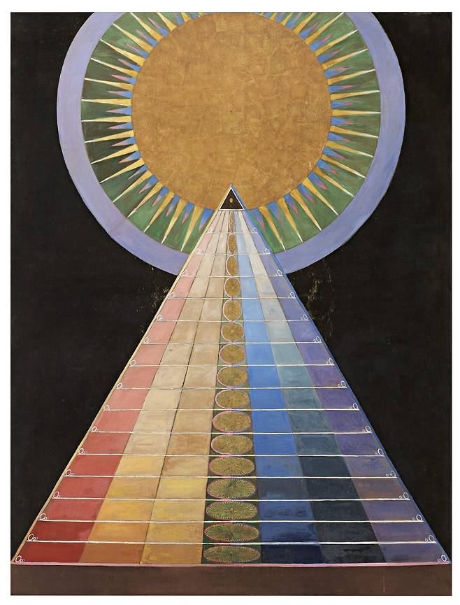 힐마 아프 클린트, No. 1, 그룹 X, 제단화, 1915, 캔버스에 유채, 금속박, 237.5 × 179.5 cm. /힐마 아프 클린트 재단 제공.