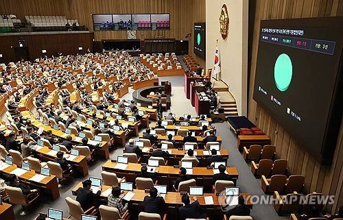 인공지능발전과 기반조성 등 기본법안(대안), 본회의 통과  (서울=연합뉴스) 김주형 기자 = 26일 국회 본회의에서 인공지능발전과 신뢰 기반 조성 등에 관한 기본법안(대안)이 통과되고 있다. 2024.12.26 kjhpress@yna.co.kr