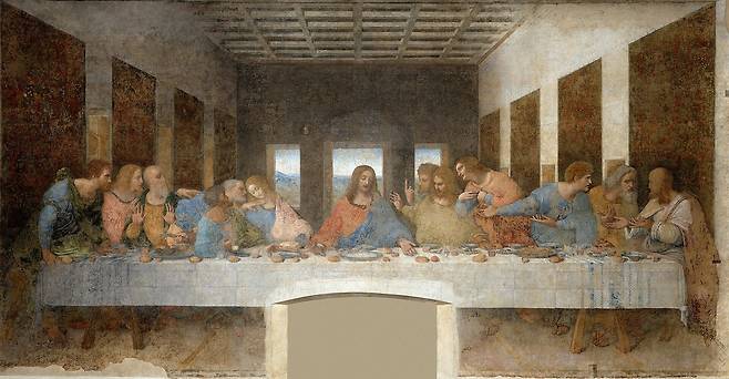 레오나르도 다 빈치, 최후의 만찬, 1495~1498, 460x880cm, 템페라 등, Santa Maria delle Grazie