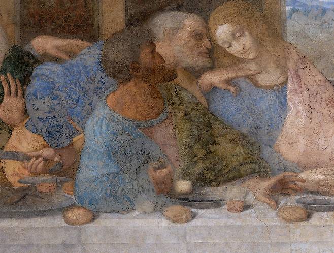 레오나르도 다 빈치, 최후의 만찬(유다 부분 확대)