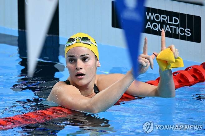 여자 배영 200ｍ 금메달을 딴 케일리 매쿈. [AFP=연합뉴스]