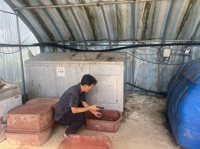 지난 1일 전남 나주시 세지면 한 오리 농가에서 농장주 임종근 씨가 폐사 사체를 처리하기 위해 사체 처리기를 가동하고 있다. /박건우 기자