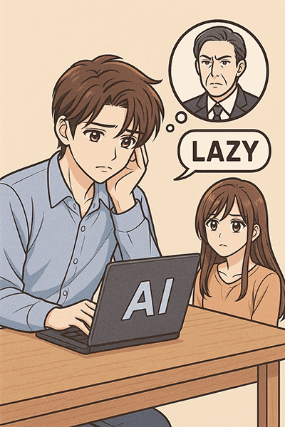 생성형 AI를 사용하면 게을러 보인다는 평가를 받을 수 있다.(챗GPT 생성 이미지)
