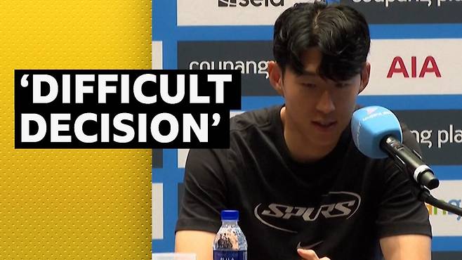 2일 쿠팡플레이 시리즈 뉴캐슬전 대비 기자회견서 토트넘과의 결별 소식을 전한 손흥민. 영국 매체 BBC는 손흥민의 지난 10년을 돌아보며 그의 업적을 돌아봤다. 사진=BBC